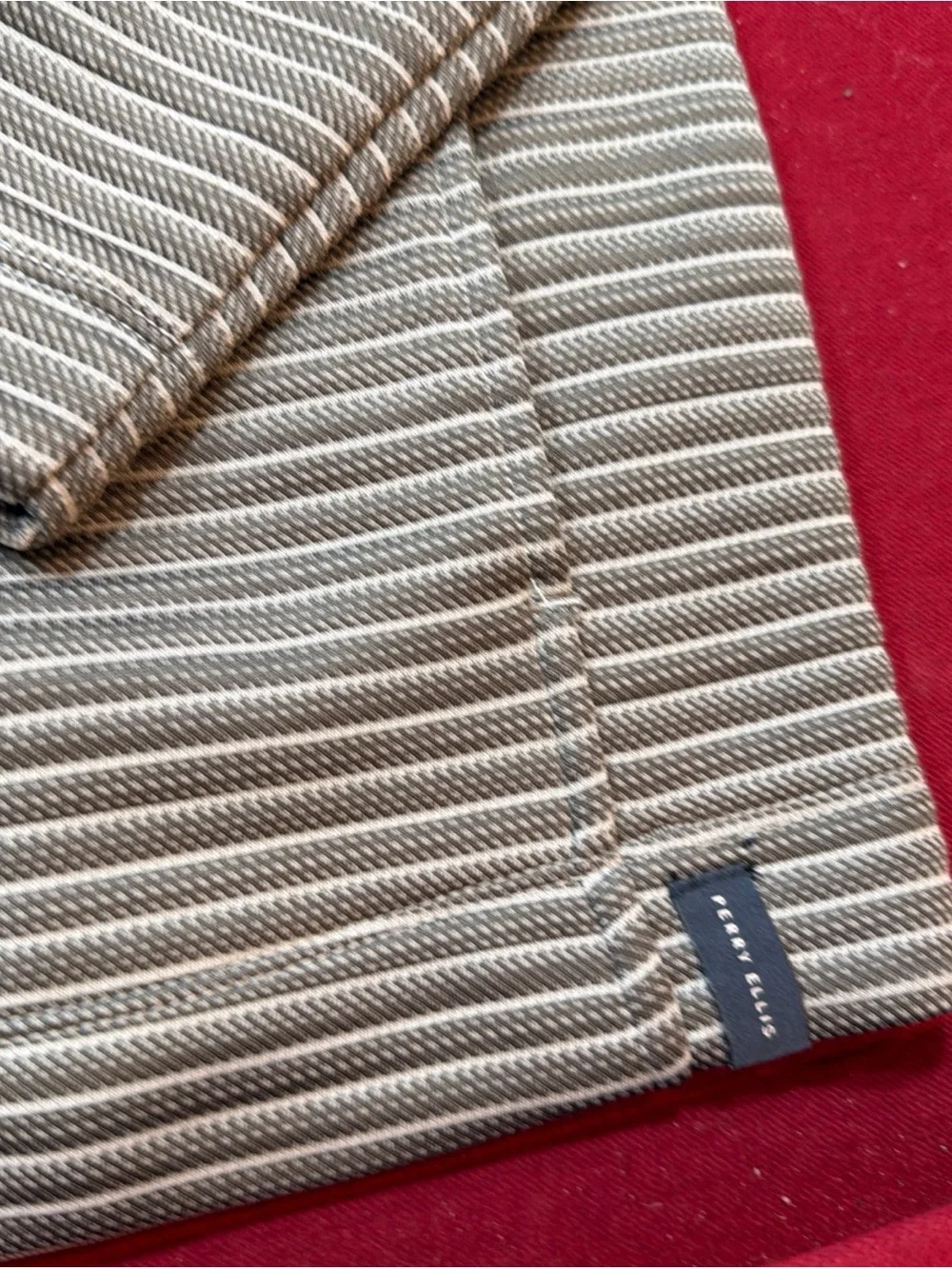 Perry Ellis NEW Men's L Gray striped Ribbed Full Zip Jacket Light Weight Pockets